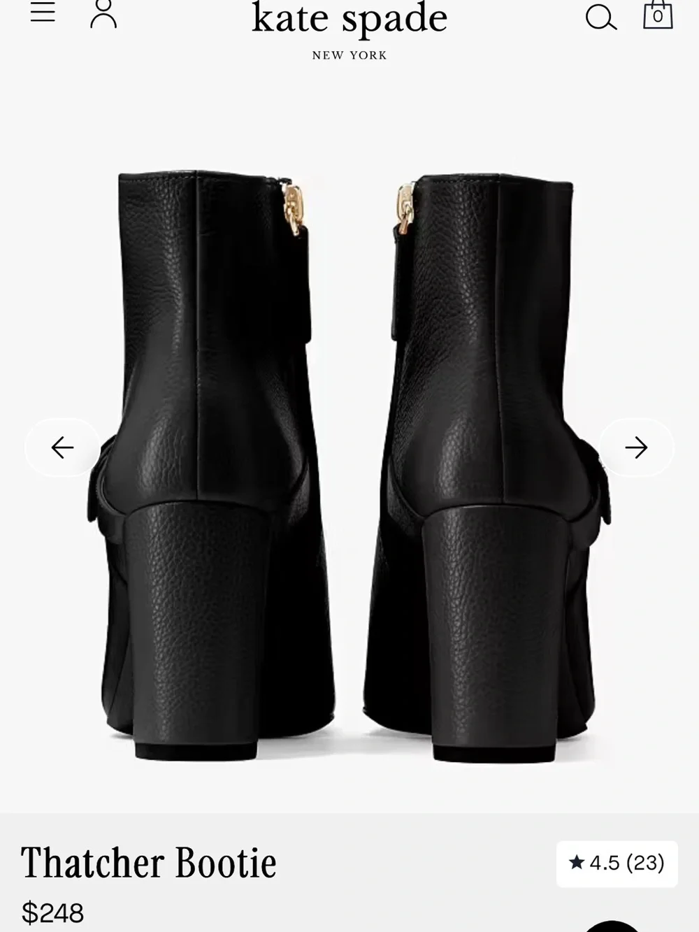 Kate Spade Thatcher Bootie Black Boot mini pebbled leather rounded closed toe 8